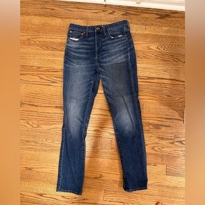 Madewell high-rise slim boyfriend jean. Dark wash. Size 27. Super comfy!